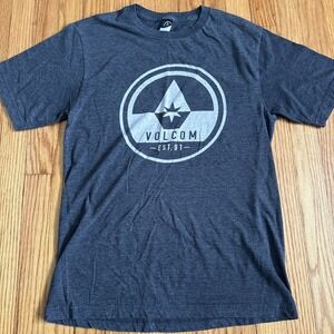 Volcom T-Shirt Men's Size M Gray Stone Logo Short Sleeve Crew Neck Cotton